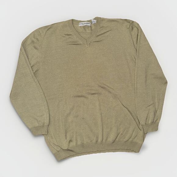 Maxini Collezione Olive Green V-Neck Knit Sweater Men’s Large 22x25 Vintage - Picture 1 of 5